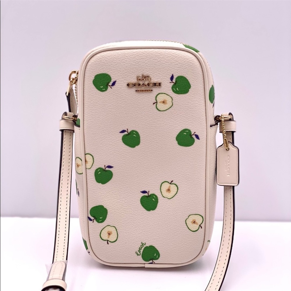 Coach North/South Zip Crossbody With Apple Print - Picture 8 of 8